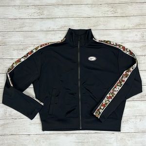 Nike stand collar floral cropped full zip up track jacket, medium